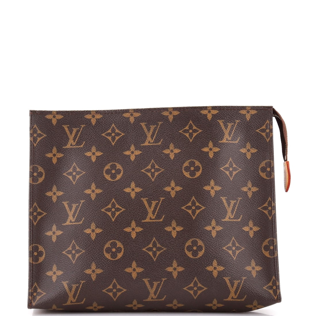 Monogram Canvas Toiletry Pouch 26 Louis Vuitton: Monogram Canvas Toiletry Pouch 26 Louis Vuitton Monogram Canvas Toiletry Pouch in Brown features a classic Louis Vuitton design with scuffs and minor creases on the exterior. The interior is made of