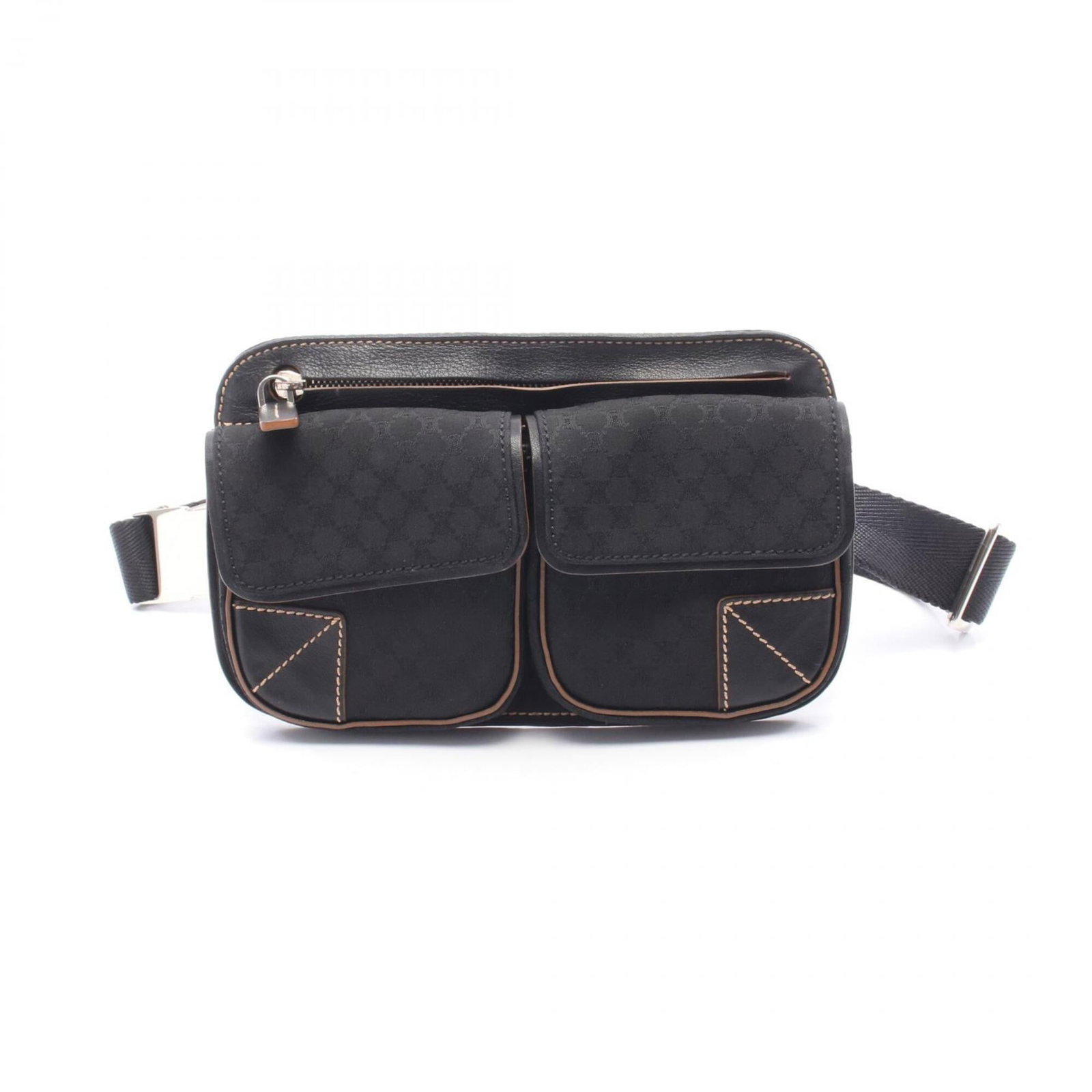 Celine Fanny Pack Handbag Canvas Leather: Celine Fanny Pack Handbag Canvas Leather Canvas and leather come together in this sleek Celine fanny pack handbag, available in black and brown. With its compact size and classic design, this versatil