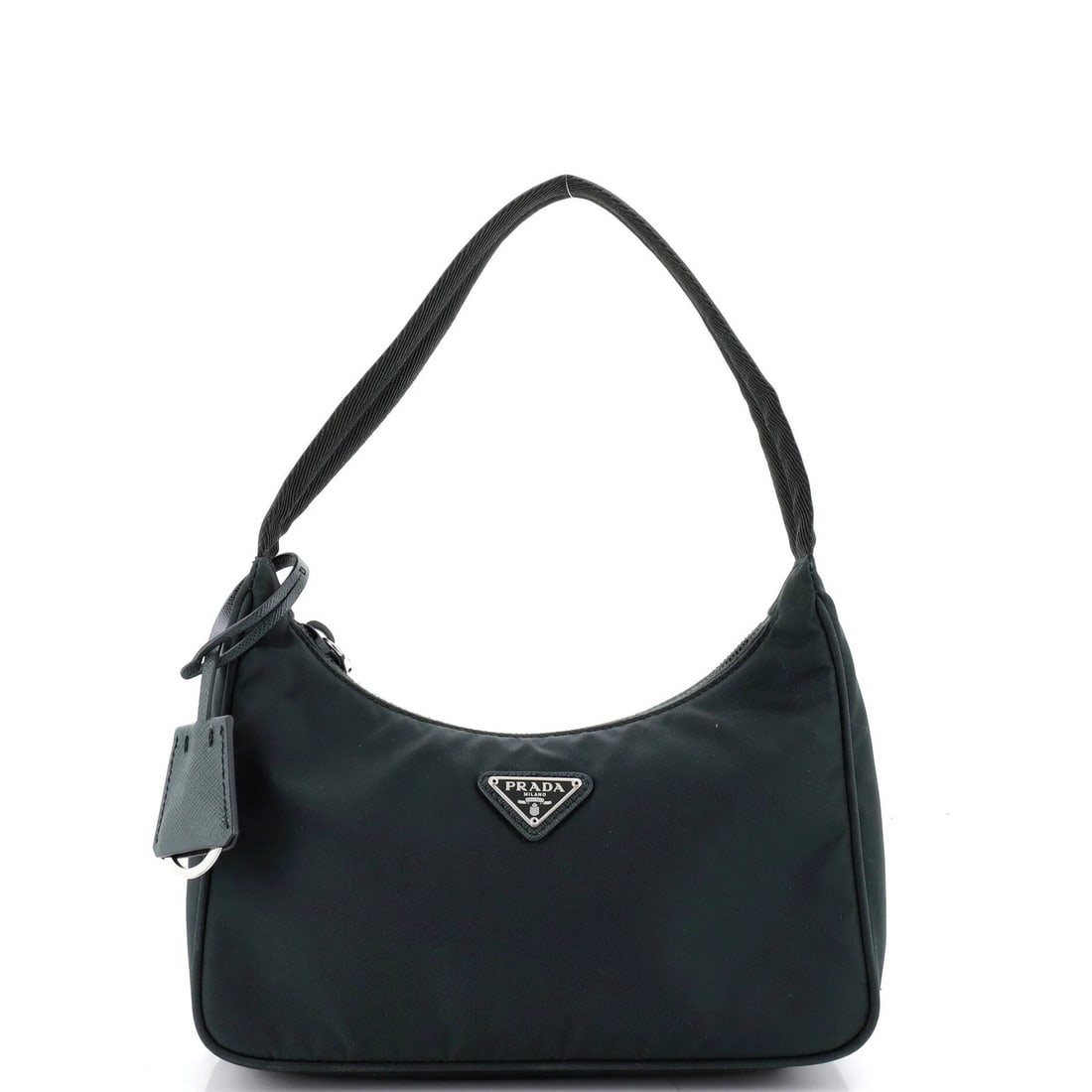 Hobo Mini Tessuto Prada Re: Hobo Mini Tessuto Prada Re The Prada Re-Edition 2000 Hobo Tessuto Mini in green features a durable nylon exterior and a spacious interior with a black fabric lining. Minor scuffs and creases are prese