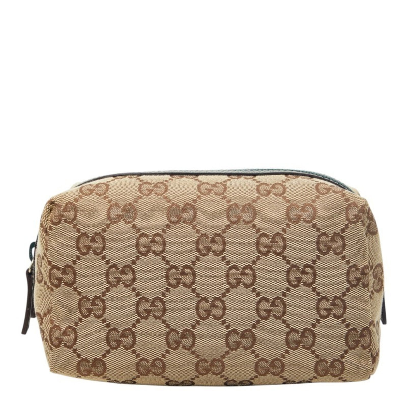 Gucci Handbag Gg Canvas Leather: Gucci Handbag Gg Canvas Leather Gucci Handbag features Gg Canvas and Leather material in Beige and Green colors. The bag measures 10.5cm x 16cm x 8cm and is in used condition with some scratches and d