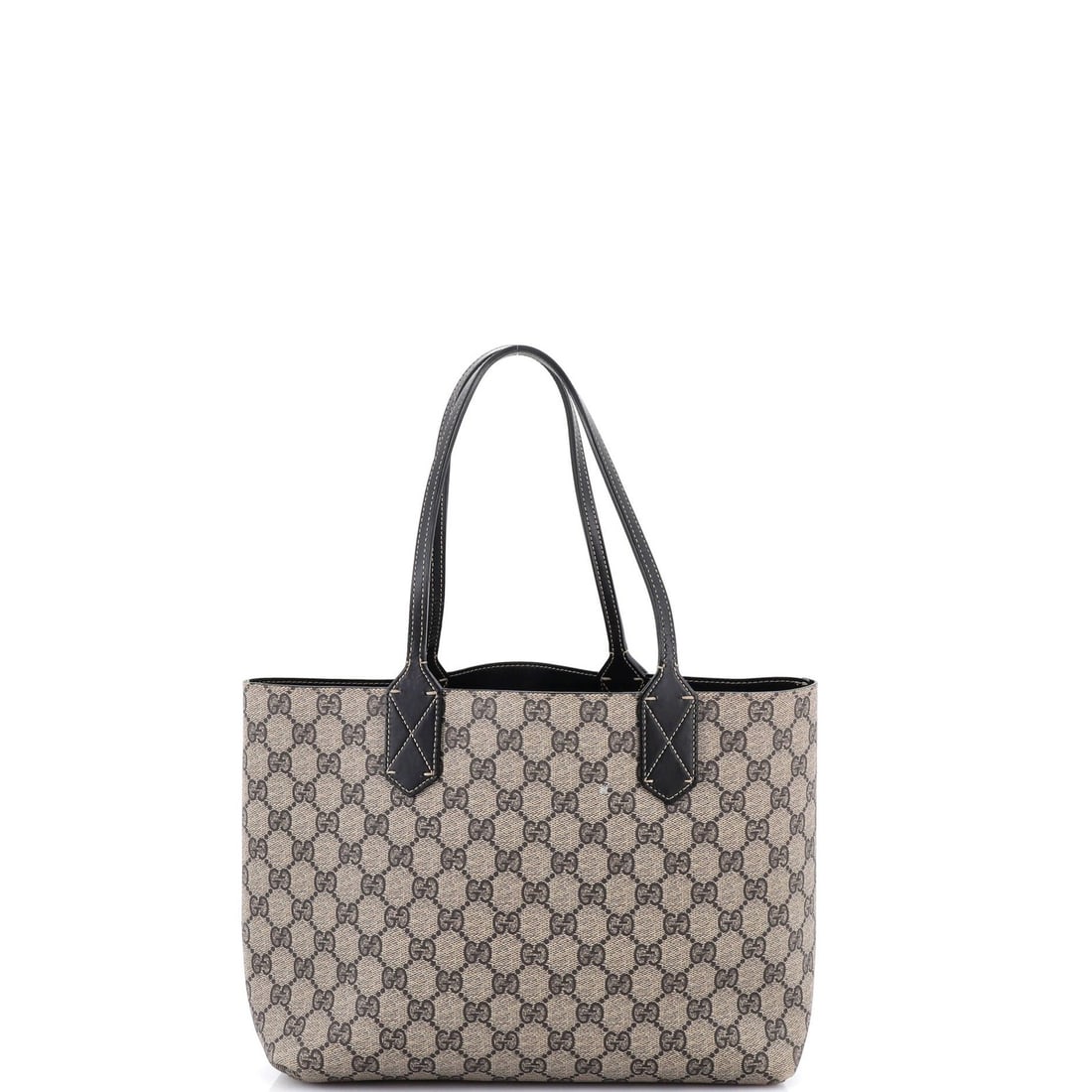 GG Reverse Print Leather Tote Small: GG Reverse Print Leather Tote Small Small GG Reverse Print Leather Tote in Brown with Reversible Design. This Gucci tote features a classic design with a reversible print and brown leather exterior, m