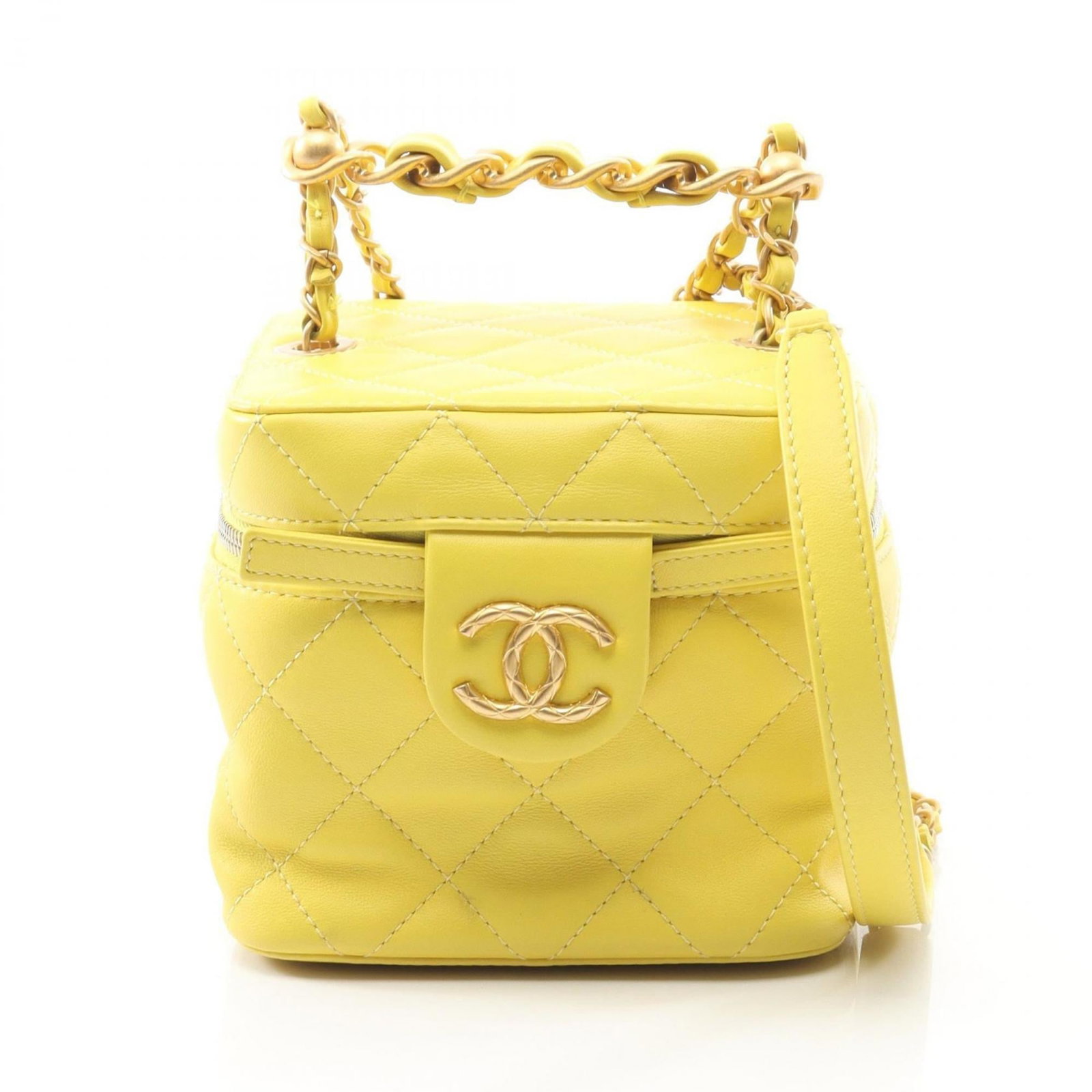 Chanel Shoulder Bag Leather: Chanel Shoulder Bag Leather The Chanel Shoulder Bag Leather is a stylish and versatile accessory, featuring high-quality leather construction. With its classic design and yellow color, this shoulder