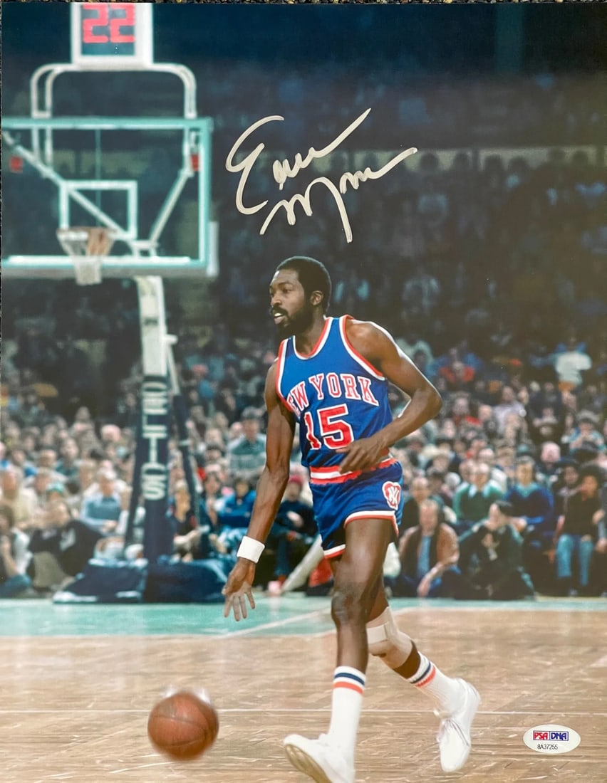 Strict Rules Apply Monroe Autographed Basketball Photo PSA: Strict Rules Apply Monroe Autographed Basketball Photo PSA Earl Monroe's silver sharpie signature adds authenticity to this 11x14 photo of the NBA legend dribbling down the court for the New York