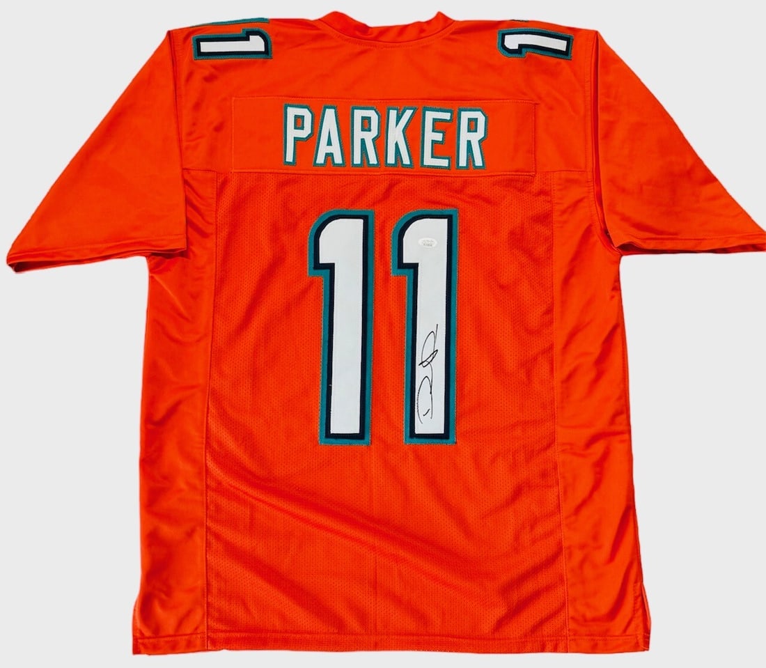 Dolphins Miami Jersey Autographed DeVante Parker Orange JSA: Dolphins Miami Jersey Autographed DeVante Parker Orange JSA Dolphins Miami Jersey Autographed DeVante Parker Orange JSA - A rare opportunity to own an authentic piece of NFL history. This DeVante