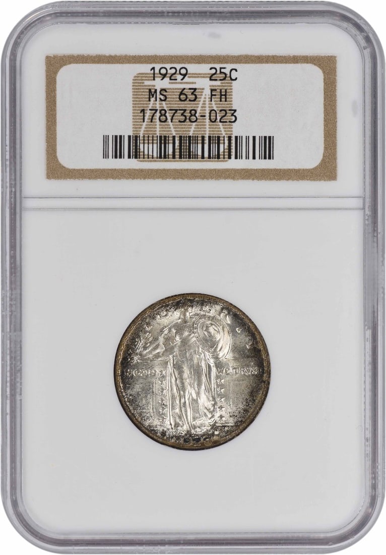 MS63FH 1929 Standing Liberty Quarter Silver: MS63FH 1929 Standing Liberty Quarter Silver The MS63FH 1929 Standing Liberty Quarter Silver boasts an impressive grade of MS63, indicating its exceptional condition. With a rich history and a mintage