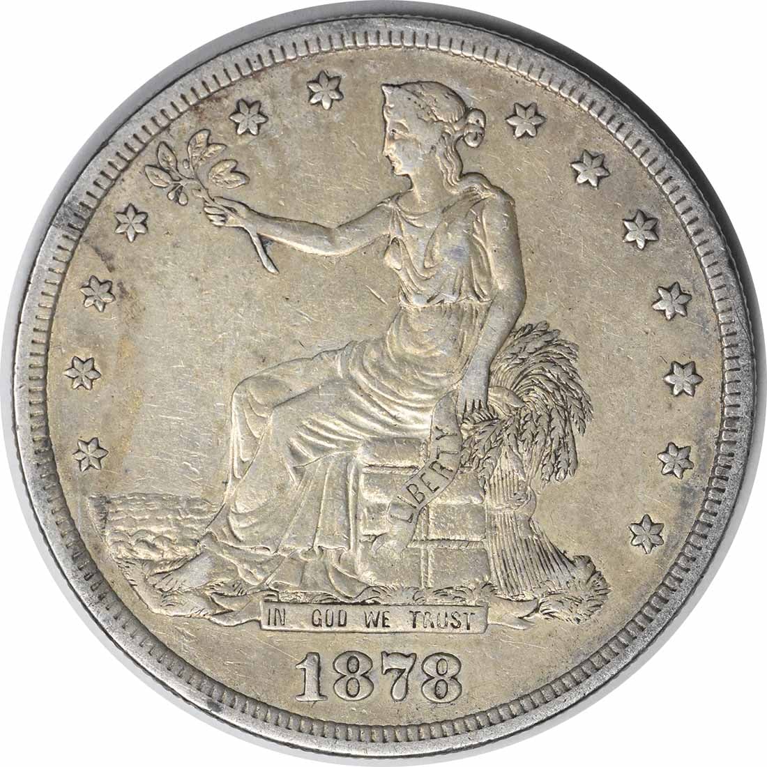 Trade silver dollar: Trade silver dollar The 1878 San Francisco Trade Dollar boasts an impressive silver composition and reeded edge, making it a unique addition to any coin collection. With its certified circulated