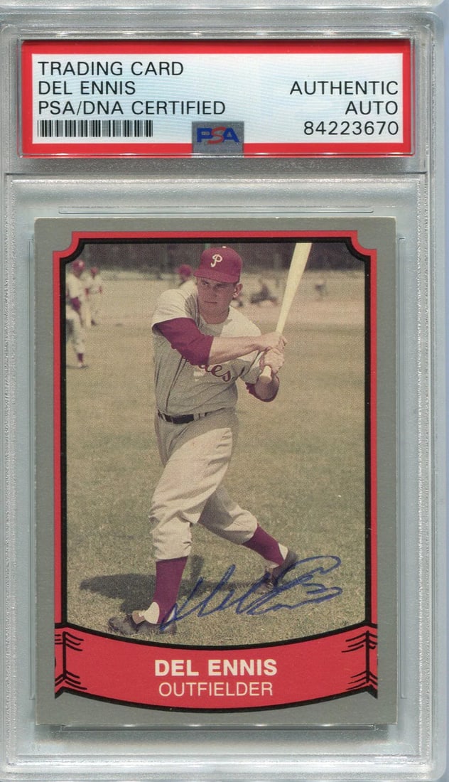 Autographed Pacific Card Number 121 by Del Ennis: Autographed Pacific Card Number 121 by Del Ennis Exceptional Autographed Pacific Card Number 121 available for auction. Review complete item specifications below for detailed information. Item
