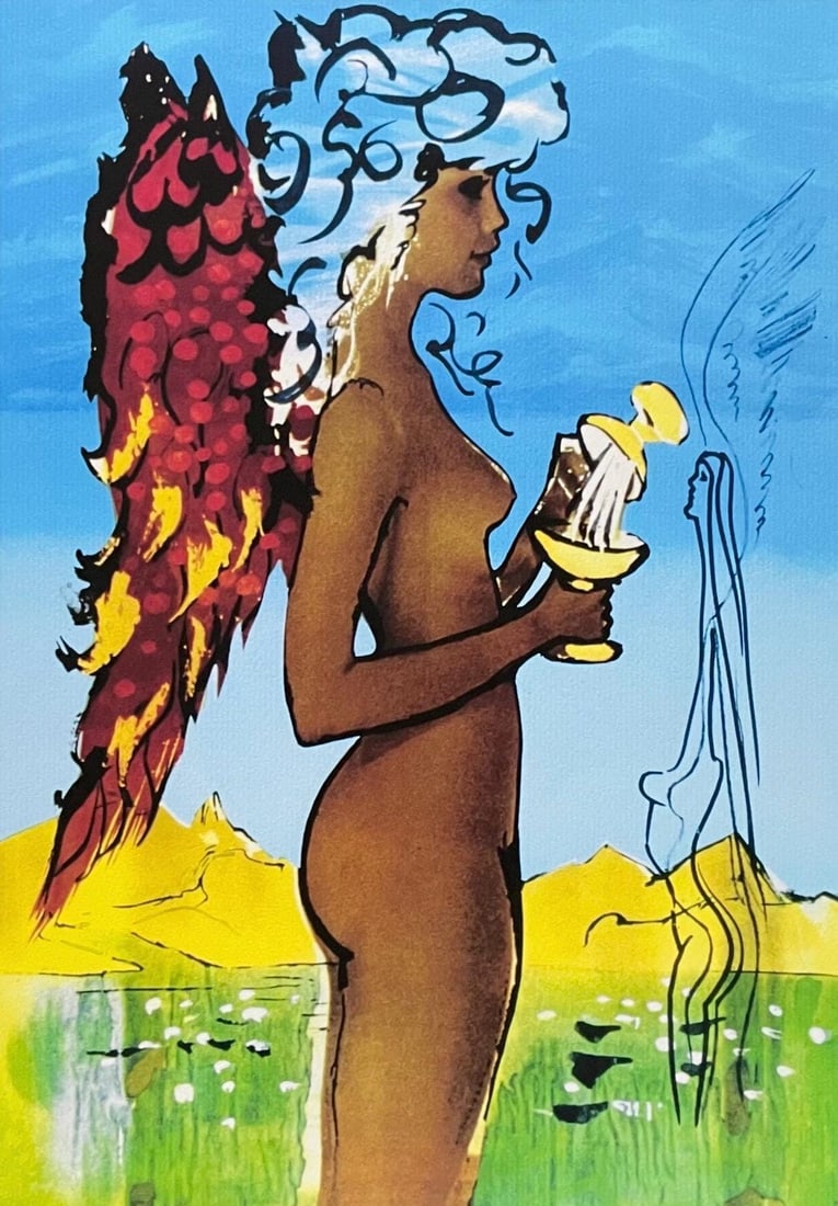Pigment Print of La promesse de l'amour by Salvador Dali: Pigment Print of La promesse de l'amour by Salvador Dali Archival pigment print of La promesse de l'amour by Salvador Dali on high-quality vlin paper. This limited edition print (CLXXV) features an