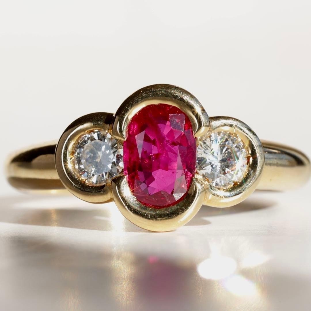 Natural Ruby Diamond Bezel Ring 18k Yellow Gold Setting Mellerio Dits Meller (1 of 8)