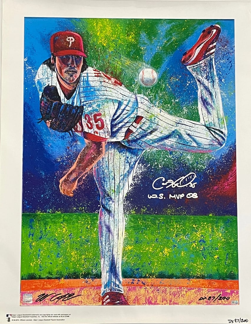 Cole Hamels MLB Autographed Canavas (1 of 3)