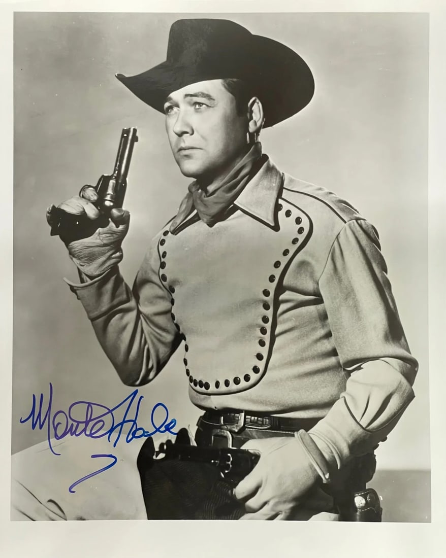 Strict Rules Apply To Hale Autographed Celeb Photo: Strict Rules Apply To Hale Autographed Celeb Photo Monte Hale's autographed 8x10 celebrity photo features a bold blue sharpie signature across the image. The photo measures 8 inches wide and 10 inches