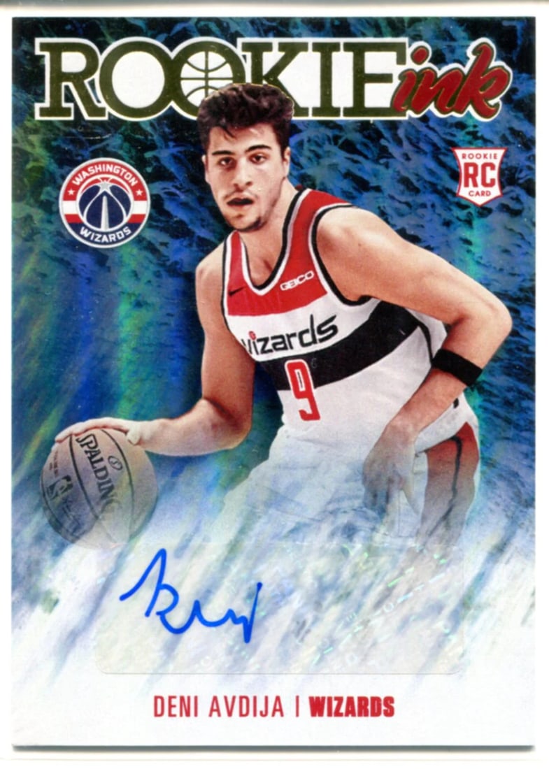 Rookie Card 2020-21 Autographed Deni Avdija Hoops Panini: Rookie Card 2020-21 Autographed Deni Avdija Hoops Panini Factory signed in blue sharpie across the front of this Panini Deni Avdija Autographed 2020-21 Hoops Rookie Card #RI-DEN boasts a unique touch 
