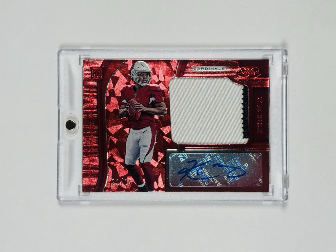 kyler murray rookie fabric fresh auto: kyler murray rookie fabric fresh auto Kyler Murray's rookie fabric fresh auto features his autograph on a standard-sized card, making it a unique addition to any football memorabilia collection. This 
