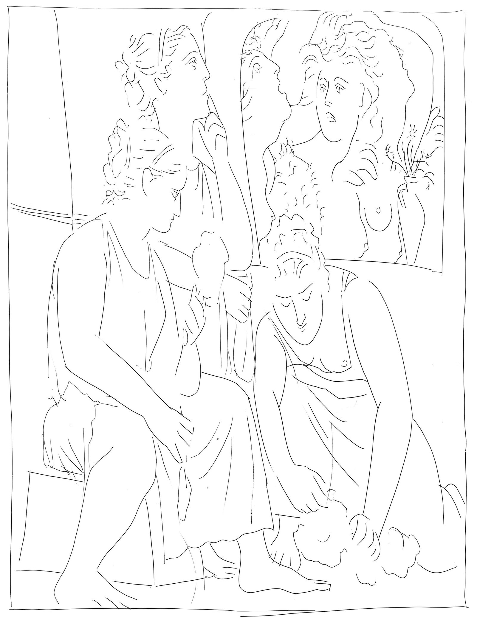 Picasso refusant de reconnatre le dieu Bacchus: Picasso refusant de reconnatre le dieu Bacchus Unsigned lithograph on Verg fin blanc paper from Suite des reproductions des Eaux-fortes de Pablo Picasso pour illustrer les Mtamorphoses d'Ovide, 1970.