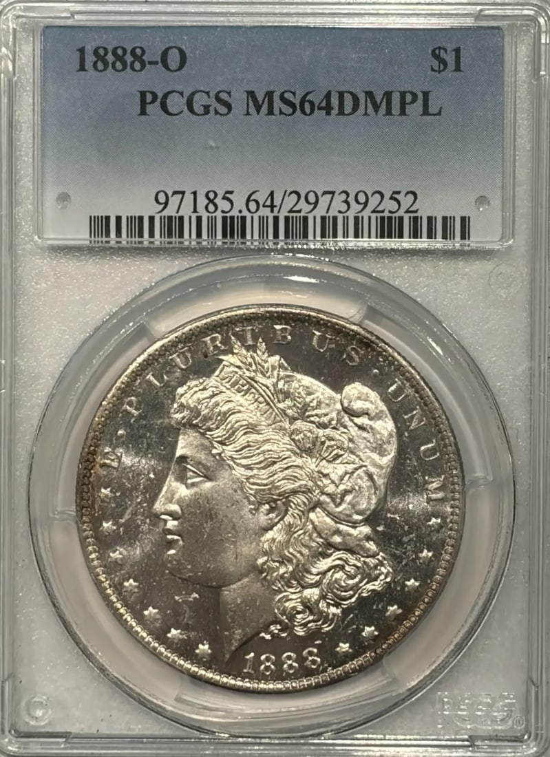 MS64 DMPL MORGAN DOLLAR: MS64 DMPL MORGAN DOLLAR MS64 DMPL MORGAN DOLLAR - A High-Grade Uncirculated Morgan Dollar from 1888. This coin boasts a stunning MS 64 grade and features the distinctive "D" mint mark indicating it
