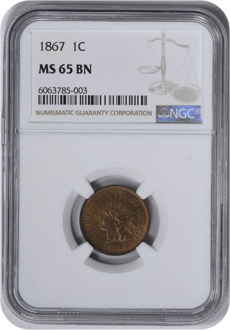 Indian Cent: Indian Cent The Indian Cent features an iconic design with its copper composition and distinctive Indian Head portrait. Graded MS65 by NGC, this uncirculated coin showcases exceptional detail and