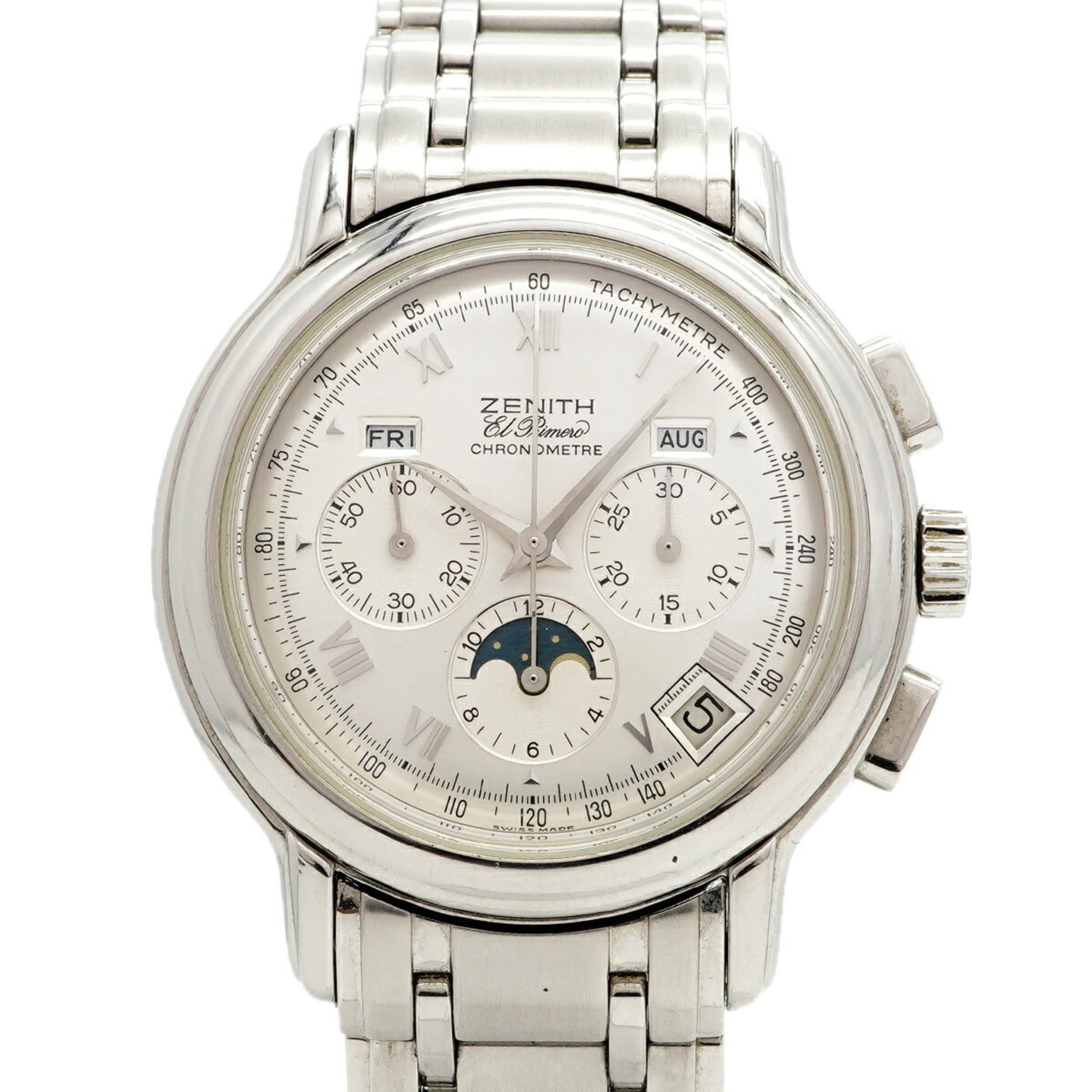 Watch wrist zenith: Watch wrist zenith Stainless steel band adds a touch of durability and sophistication to this silver dial watch. The 40.2mm case diameter provides a comfortable fit for wrists up to 17cm in