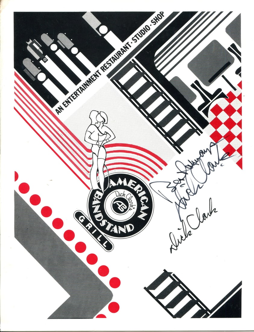 Clark Dick Autographed Bandstand Grill Menu JSA (1 of 2)