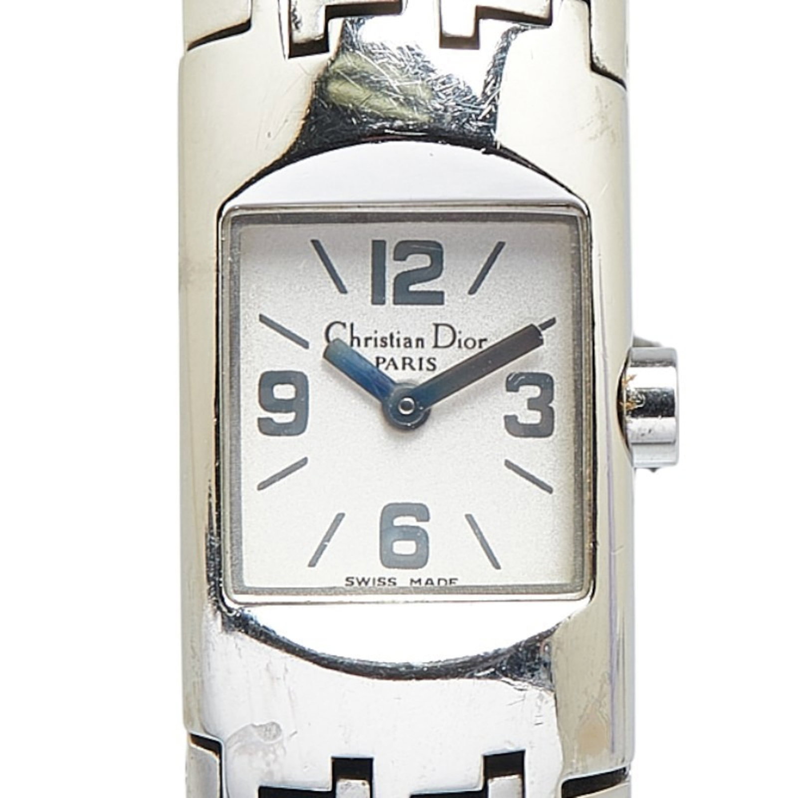 Christian watches Dior: Christian watches Dior Stainless steel case and band add a sleek touch to this silver Christian Dior wristwatch. The analog display features a subtle design, while the 15mm diameter case provides a