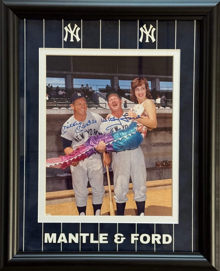STRICT RULES Use Only Words From Original Title Framed Baseball Photo Autographed By Mantle Ford: STRICT RULES Use Only Words From Original Title Framed Baseball Photo Autographed By Mantle Ford Mickey Mantle and Whitey Ford's iconic baseball photo, signed in blue sharpie across the front, is
