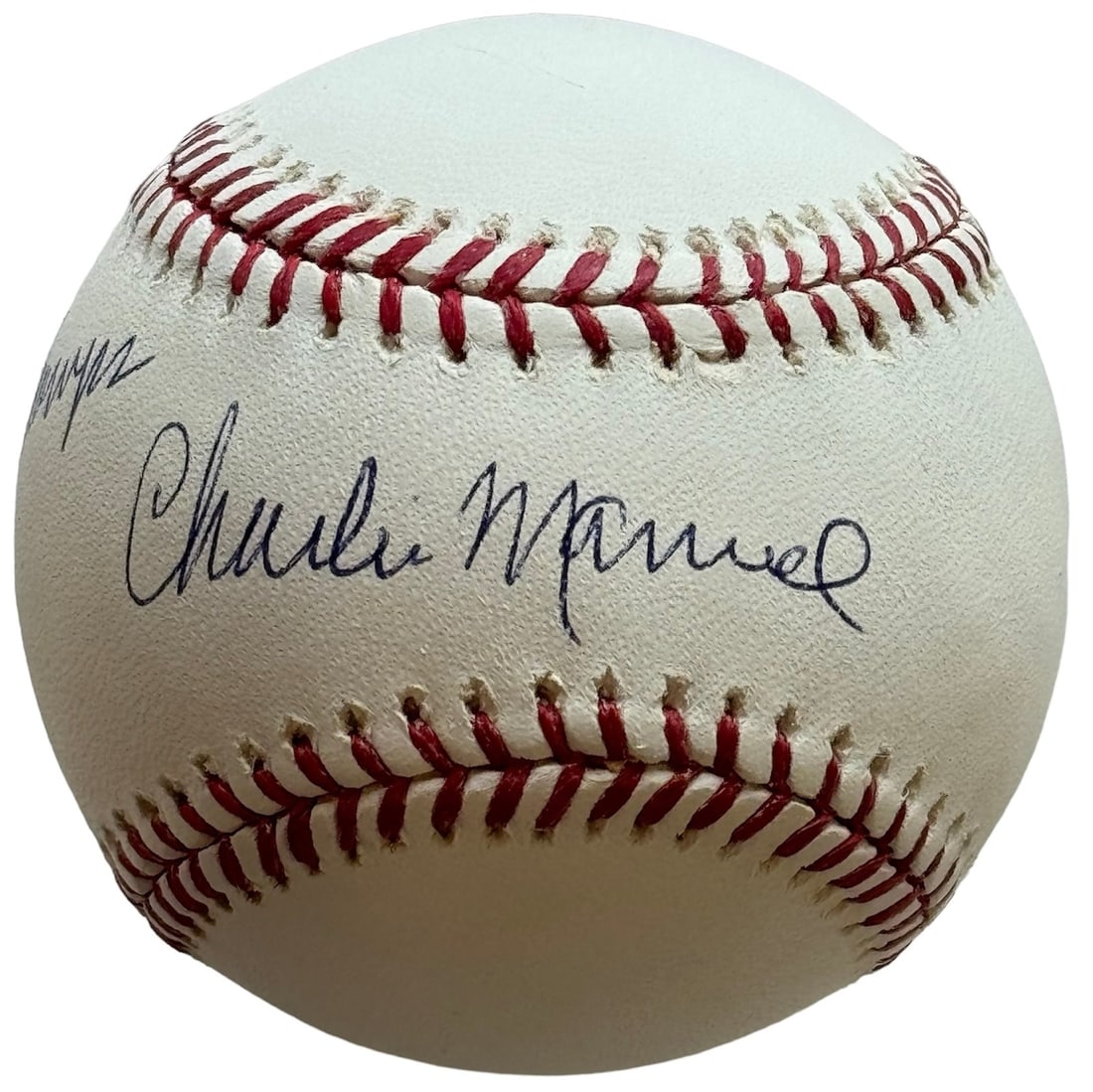 Major League Official Autograph Baseball Manuels Charied: Major League Official Autograph Baseball Manuels Charied Charlie Manuel's official autograph on an Allan Selig Major League Baseball is a unique collectible. The baseball features a blue ink