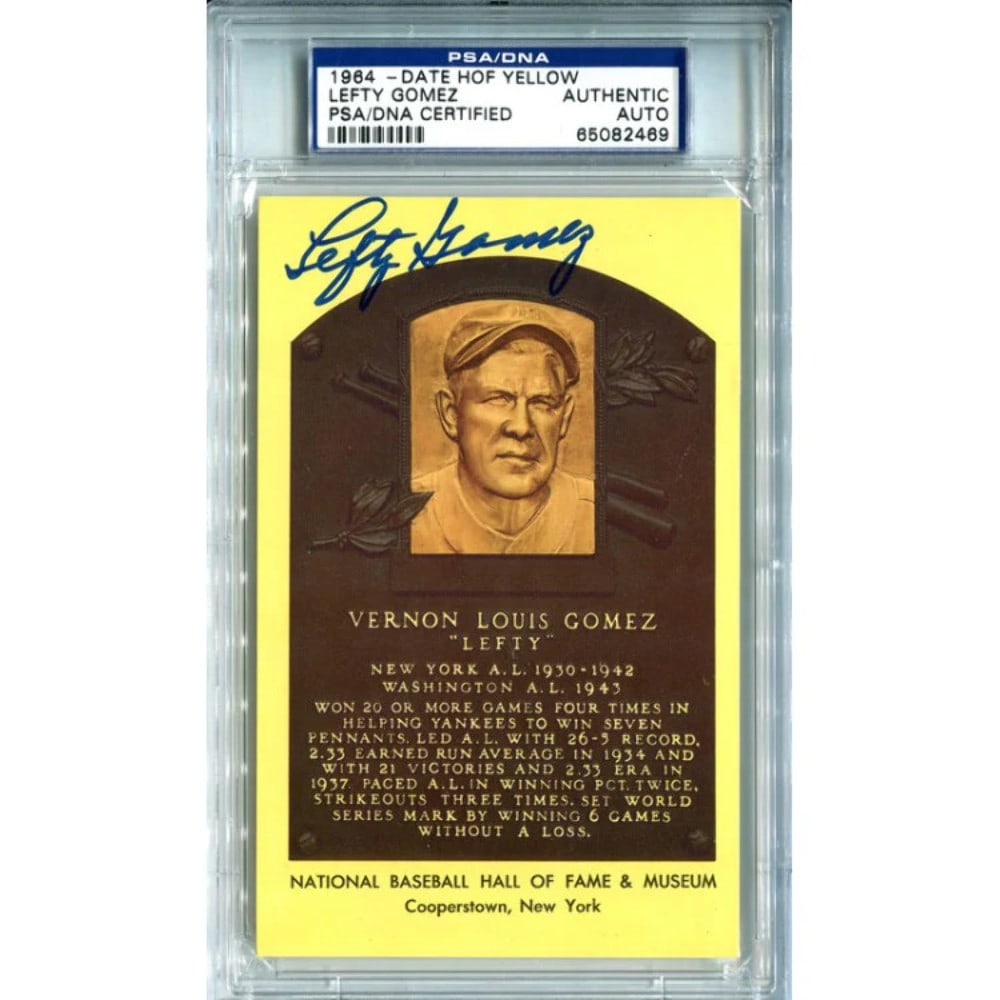 Hall of Fame Lefty Gomez Autographed Plaque (1 of 2)