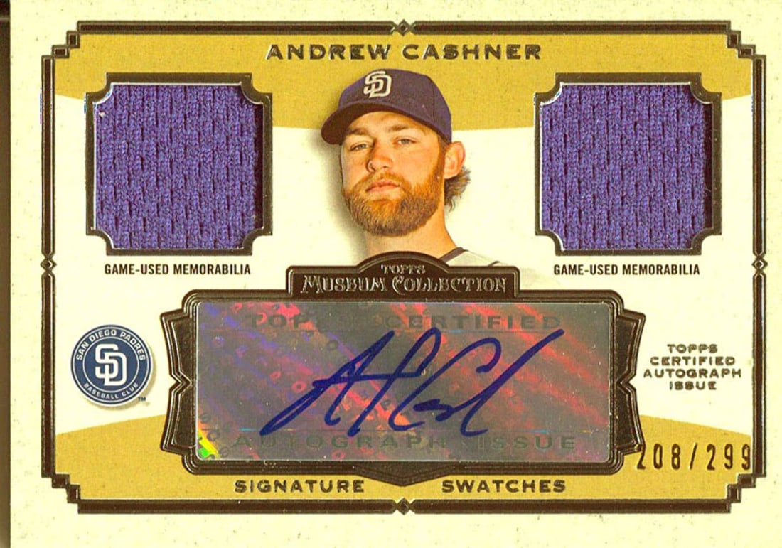 Autographed 2013 Topps Museum Collection Card Signature Swatches Andrew Cashner: Autographed 2013 Topps Museum Collection Card Signature Swatches Andrew Cashner Andrew Cashner's autographed card features a swatch of his signature from the 2013 Topps Museum Collection. This unique 
