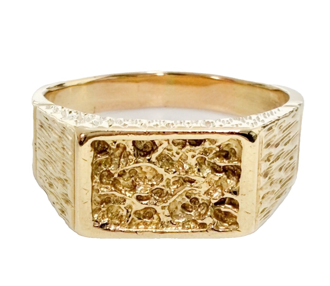 Men's 18k Yellow Gold Bold Signet Rings (1 of 7)
