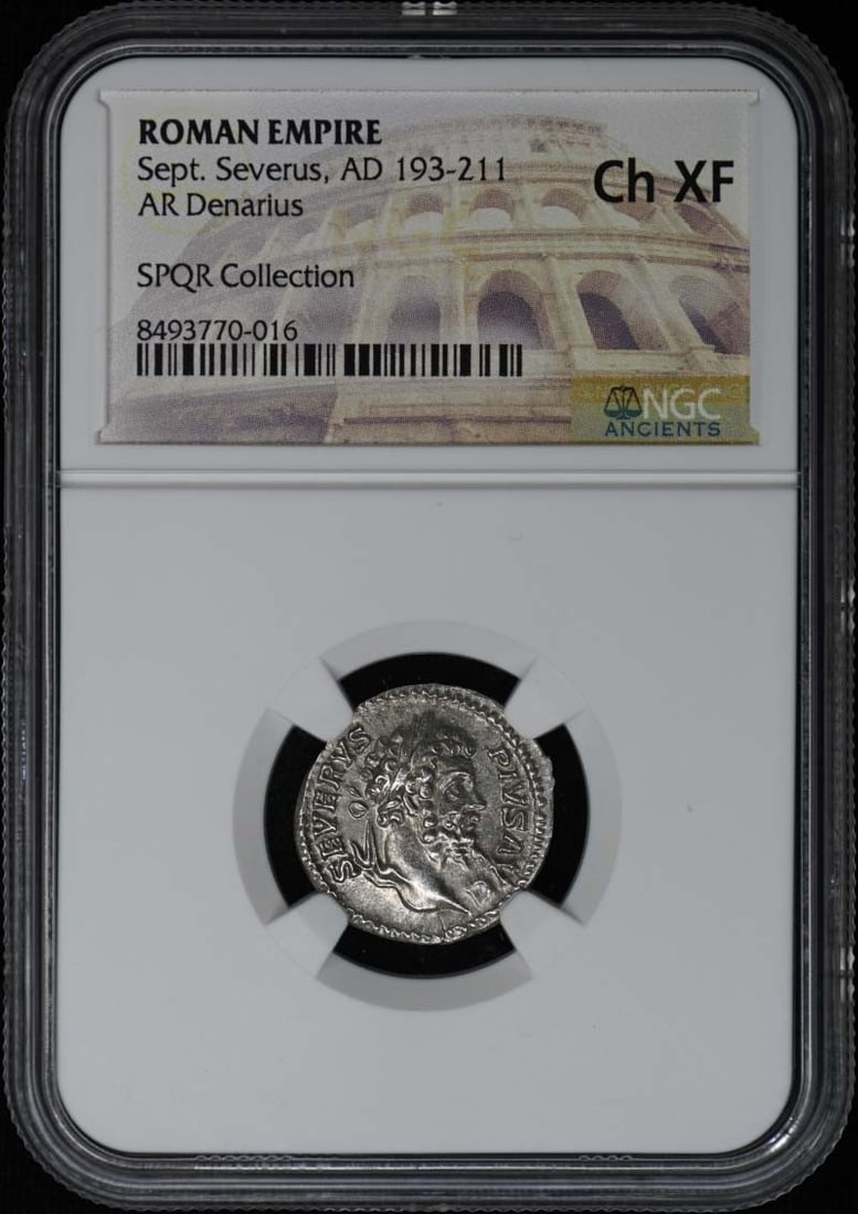 Severus Sept Roman Empire Denarius 193-211: Severus Sept Roman Empire Denarius 193-211 Severus Sept Roman Empire Denarius 193-211. This NGC-certified coin boasts a striking Ch XF grade, showcasing its exceptional condition and historical signif