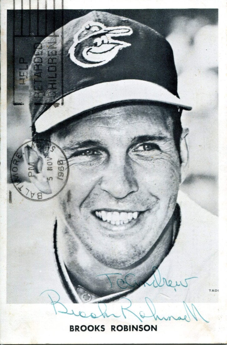 Postcard Autographed By Brooks Robinson (1 of 2)