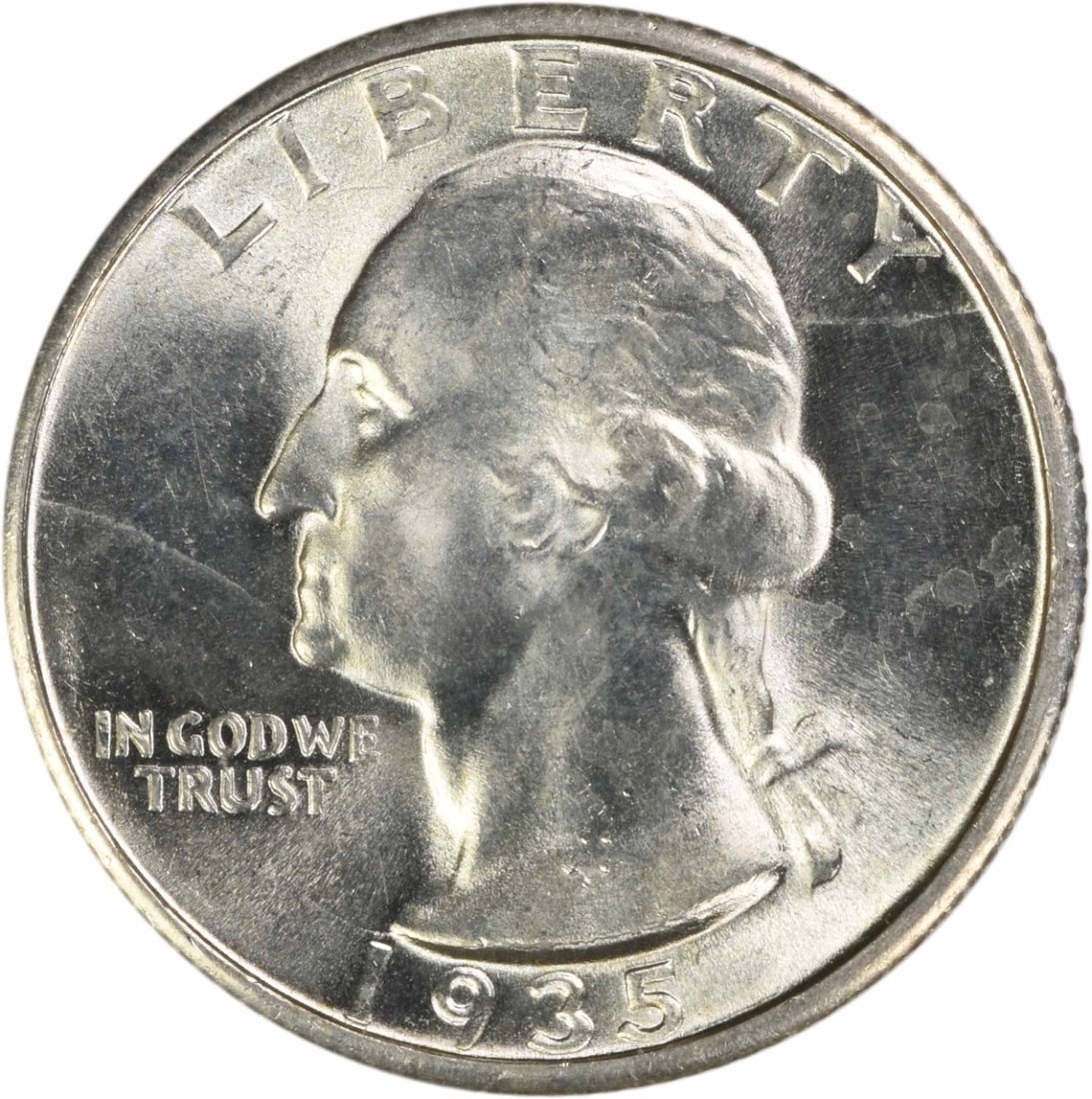 Silver Quarter Choice Uncertain: Silver Quarter Choice Uncertain This 1935 Silver Quarter Choice Uncirculated coin boasts a stunning Choice BU+ grade, showcasing exceptional luster and minimal imperfections. With its Washington obver