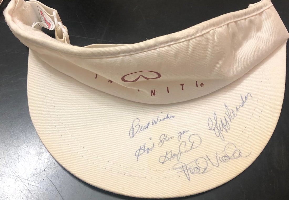 Jeff Reardon, Frank Viola Autoguaranteed Gary Carter Infiniti Visor (1 of 1)