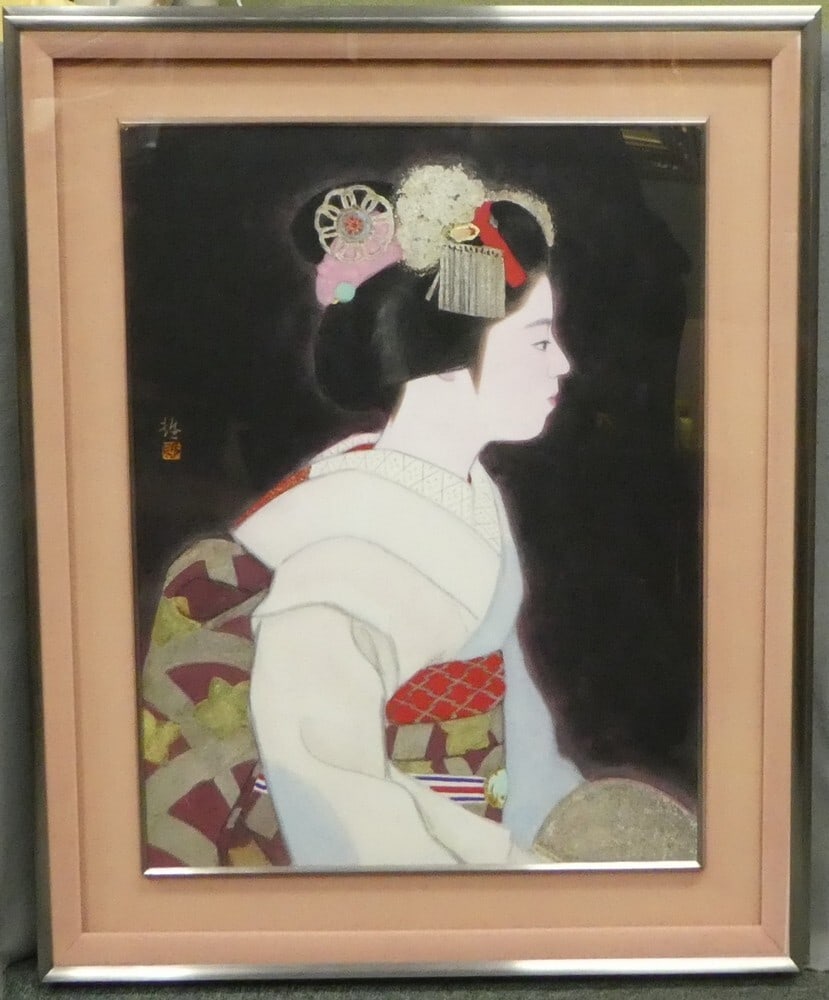 Kimono Geisha Girl Beauty Flower Uchikake Japanese Painting Maiko Tetsu: Kimono Geisha Girl Beauty Flower Uchikake Japanese Painting Maiko Tetsu This stunning Kimono Geisha Girl Beauty Flower Uchikake Japanese Painting Maiko Tetsu features vibrant multi-color Japanese pain