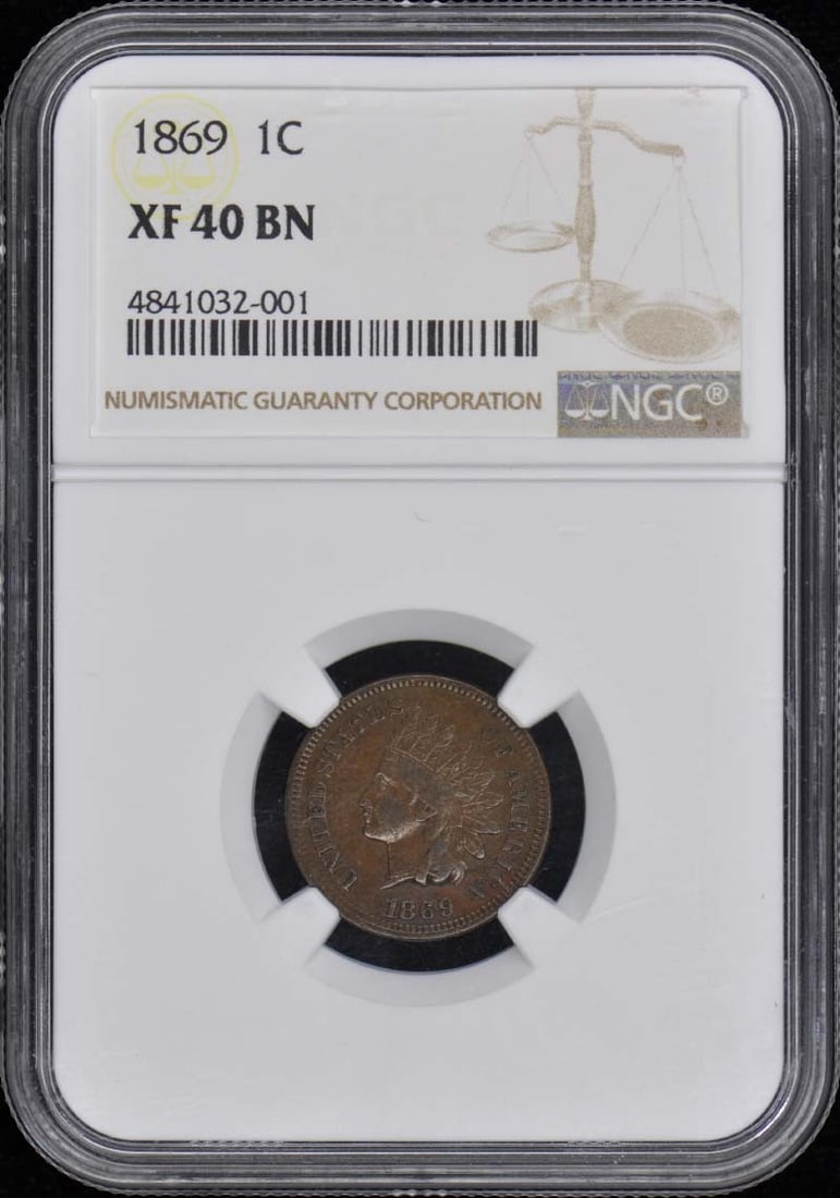 Strict Rules apply to coin: Strict Rules apply to coin NGC Certified XF40 1869 Philadelphia Indian Cent - A Rare Circulated CoinThe 1869 Philadelphia Indian Cent features a BN designation, indicating its mint location. This