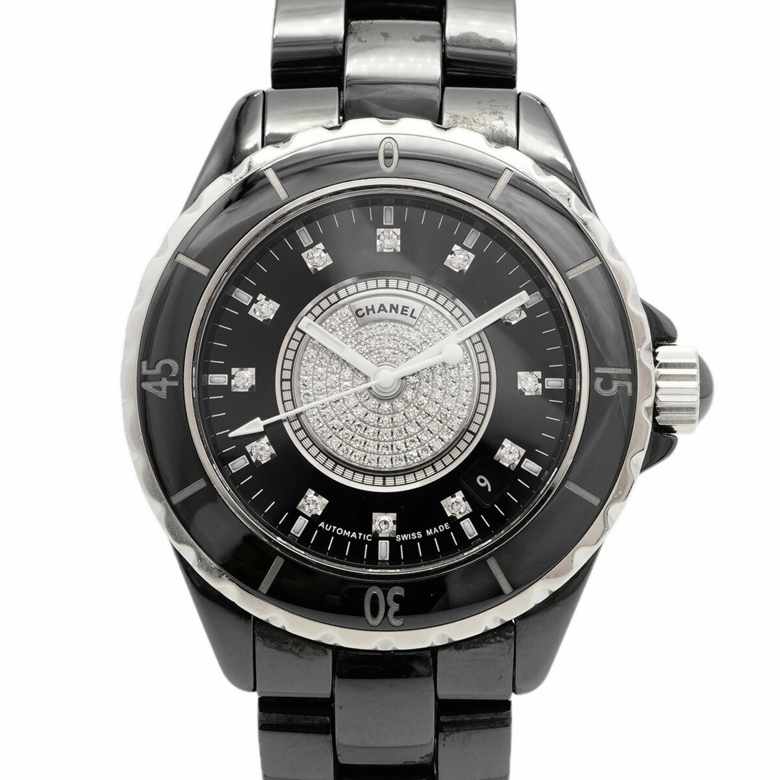 Rule Strict Watch Wrist Chanel: Rule Strict Watch Wrist Chanel This 37.8mm ceramic watch features a sleek black dial and comes in a used condition with minor scratches and dirt. The Rules Strict Watch Wrist Chanel boasts a durable