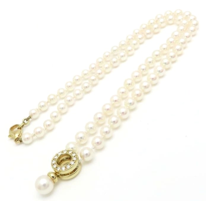 Door Knocker Bead Necklace 18k Yellow Gold with Tiffany Pearl Diamonds Co (1 of 7)