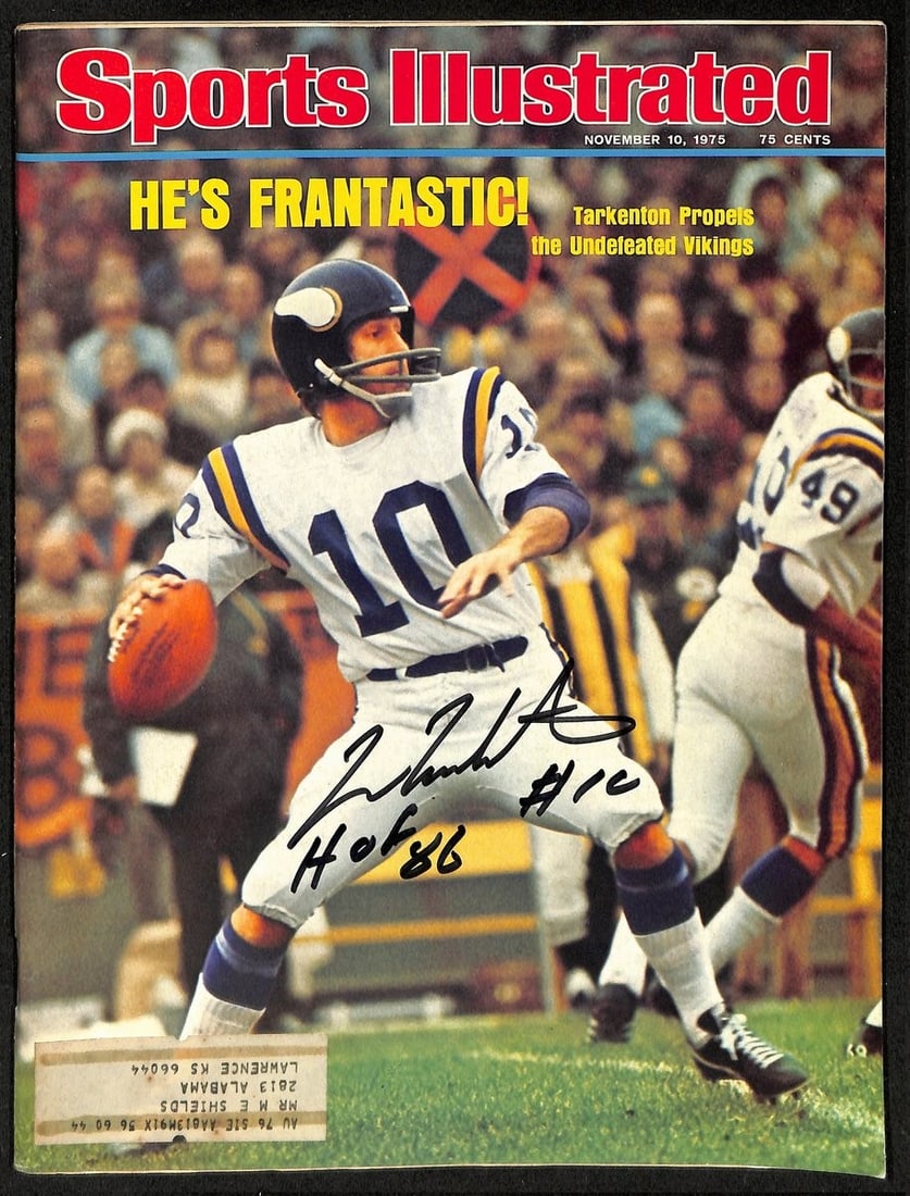 Fran Tarkenton in 1975 signed for Sports Illustrated by Vikings (1 of 2)