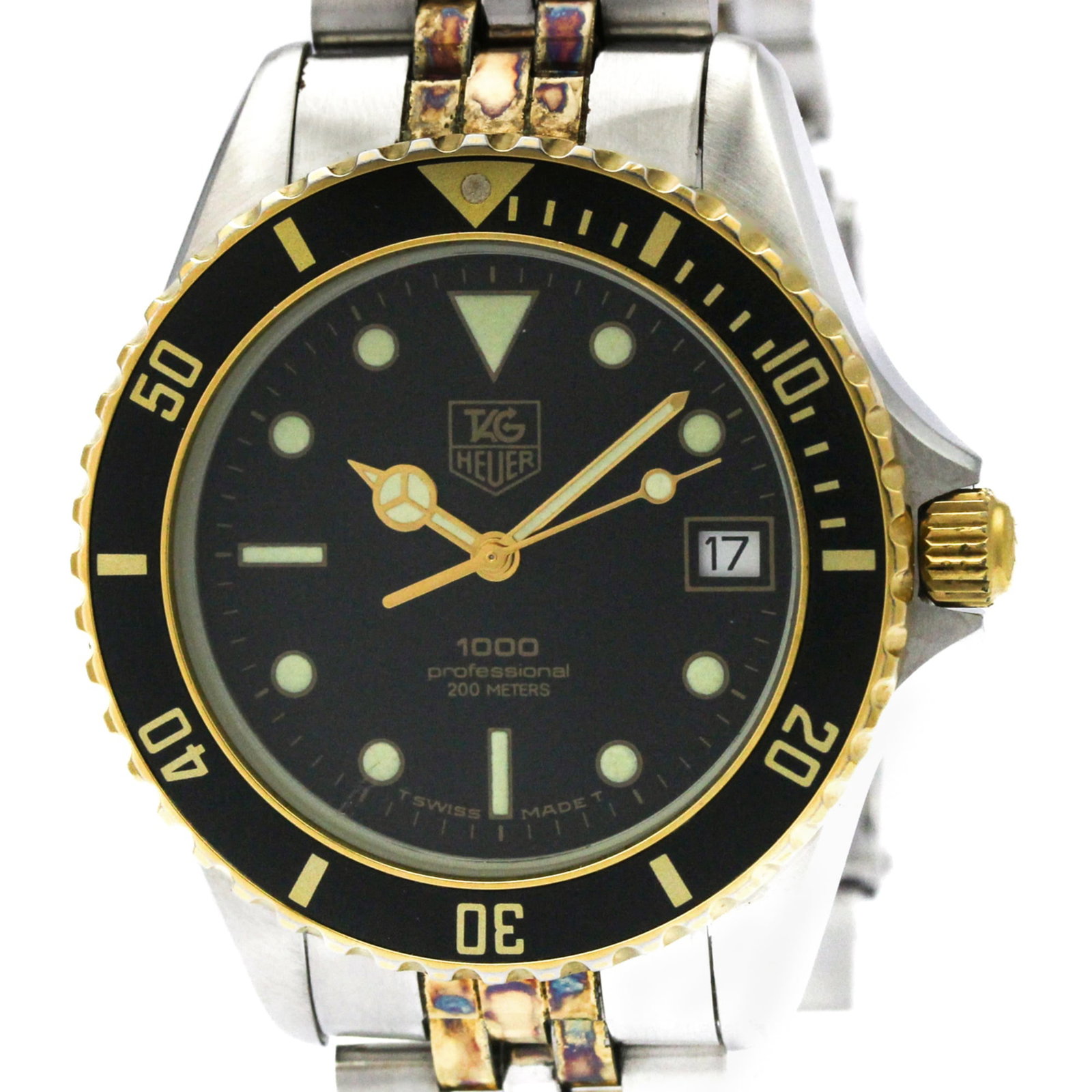 Heuer Watch Tag: Heuer Watch Tag Tag Heuer Watch Tag in Gold Plated and Stainless Steel. This sporty wristwatch boasts a sleek black dial and measures 37mm in diameter, making it a stylish accessory for everyday wear.