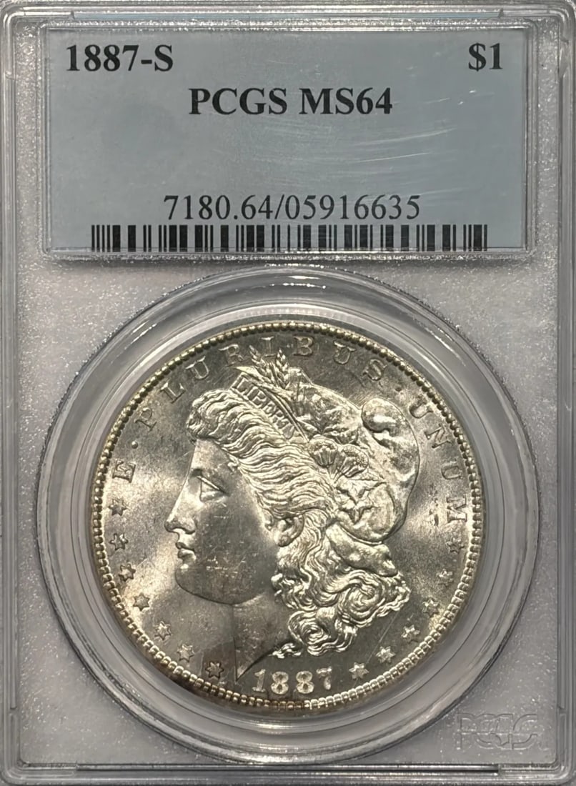 MORGAN DOLLAR 1887-S PCGS MS64 (1 of 3)