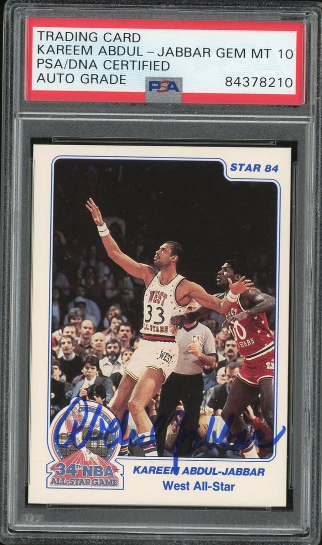 Karim Abdul Jabbar Signed 84 Card PSA: Karim Abdul Jabbar Signed 84 Card PSA Exceptional Karim Abdul Jabbar Signed 84 available for auction. Review complete item specifications below for detailed information. Item Specifics: Brand: NBA