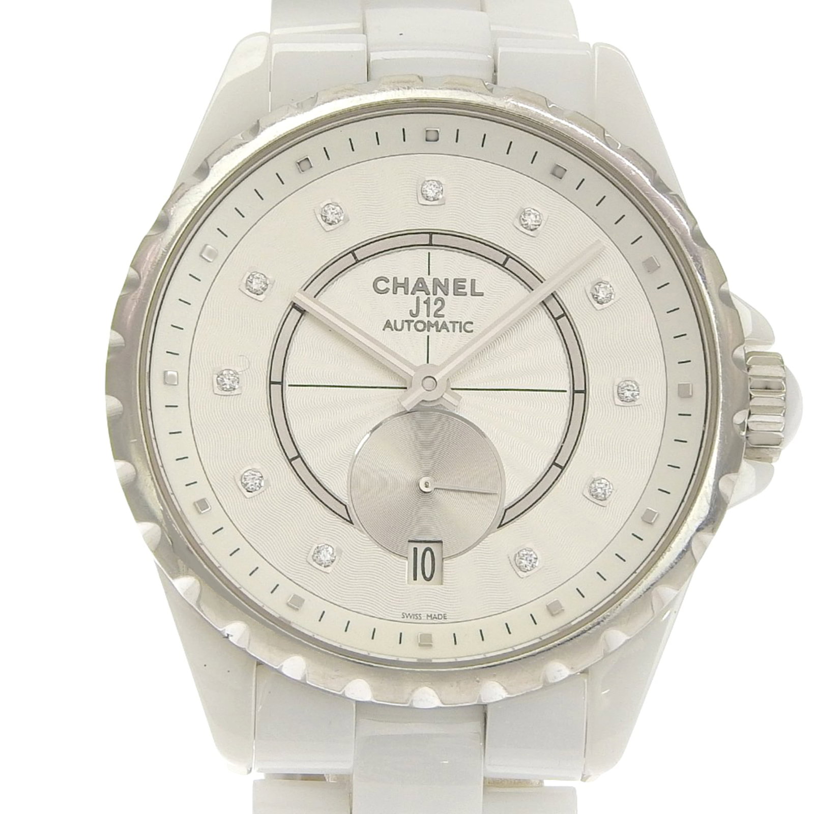 Rule Strict Watch Wrist Chanel: Rule Strict Watch Wrist Chanel Ceramic case and band add a sleek touch to this 39mm white dial watch, while its ceramic construction ensures durability. With a wrist size of 17cm, this watch is design