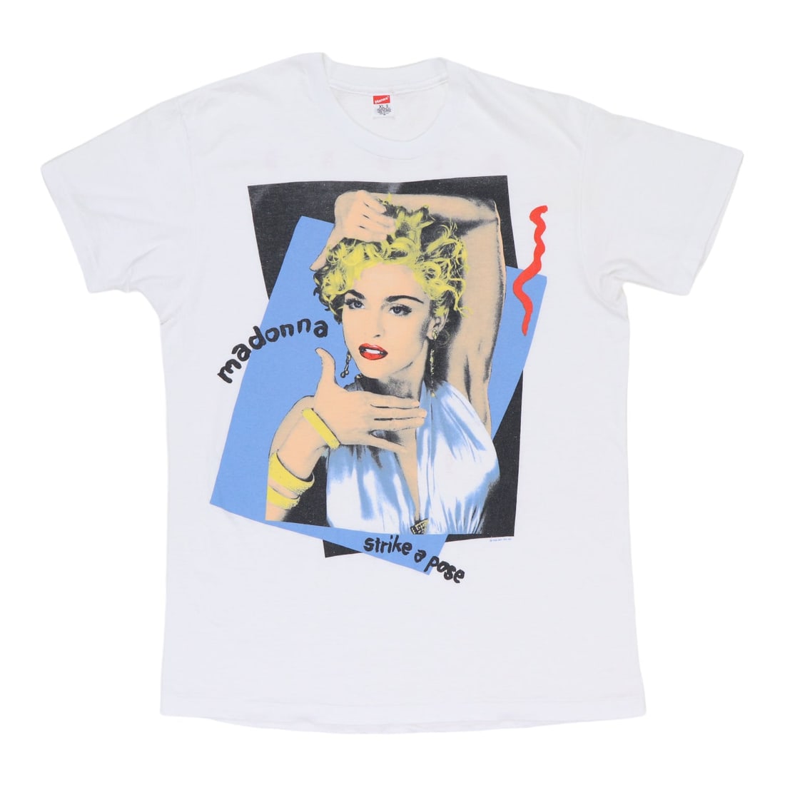 Madonna Blond Tour Shirt: Madonna Blond Tour Shirt White 100% cotton Madonna Blond Ambition Tour Shirt from the 1990s. This vintage tour shirt features front and back graphics and measures XL in various dimensions, including 2