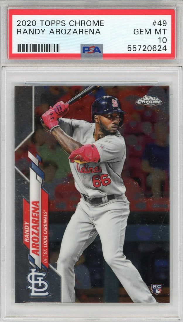 Randy Arozarena Chrome Rookie Card Topps 2020 PSA: Randy Arozarena Chrome Rookie Card Topps 2020 PSA Exceptional Randy Arozarena Chrome Rookie Card available for auction. Review complete item specifications below for detailed information. Item