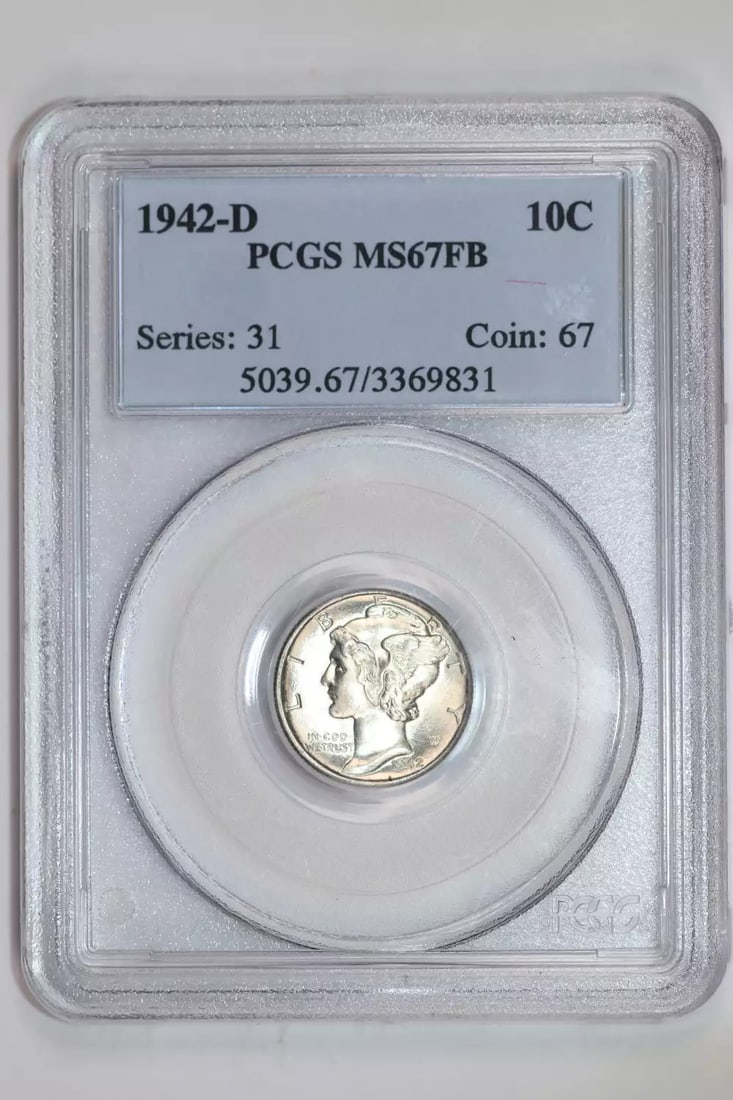 PCGS MS67 MERCURY DIME 1942-D FB SUPER LOOKS Nicer (1 of 2)