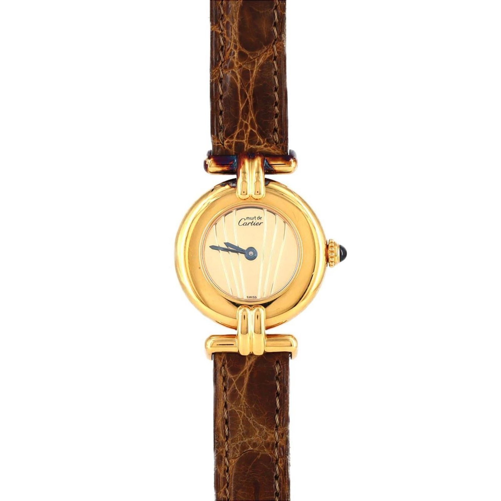 Watch Cartier: Watch Cartier Cartier's iconic wristwatch boasts a sleek gold case diameter of 24mm, perfectly suited for women who value understated elegance. With its used condition featuring traces of usage and mi