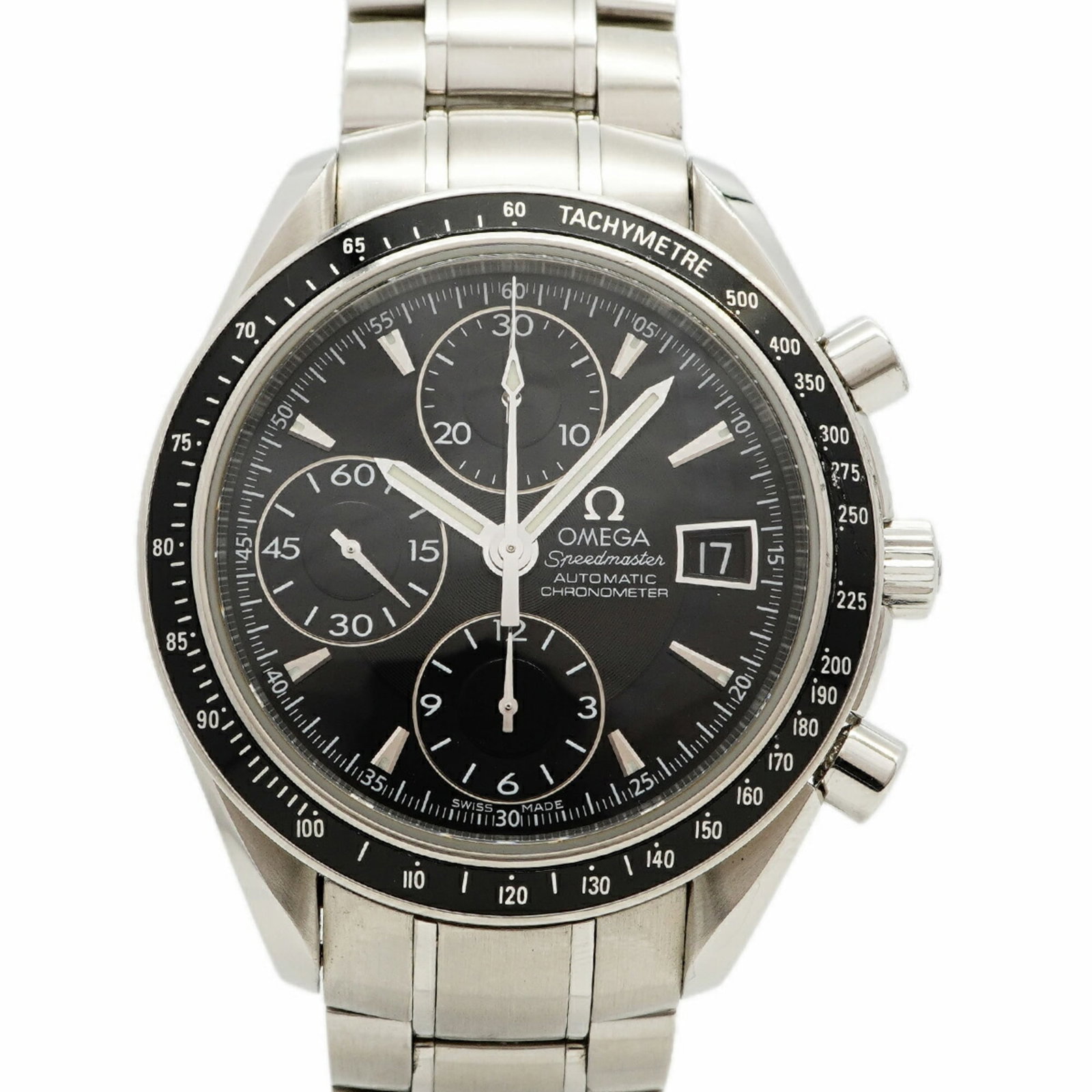 Wristwatch Omega: Wristwatch Omega Stainless steel band adds a touch of durability to this black Omega wristwatch, featuring a case diameter of 40.3mm and a wrist size accommodating up to 18cm. The watch has been used 