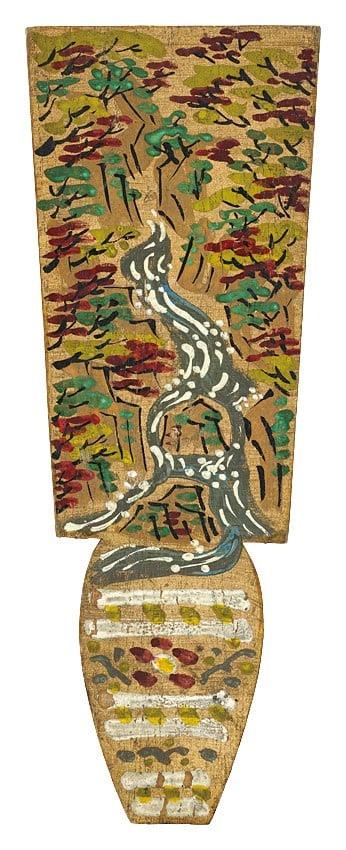 Sumio Kawakami Creates Original Japanese Art on Mountain Stream Board with Hagoita (1 of 2)