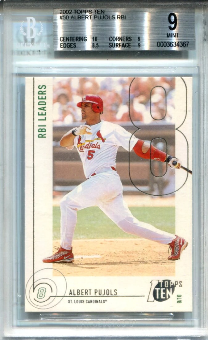 Strict Rules Use Only Words From Original Title No New Words: Strict Rules Use Only Words From Original Title No New Words Albert Pujols 2002 Topps Ten Unsigned Card #8/10 (Beckett) - A rare baseball card from one of the greatest players in the game. This card,