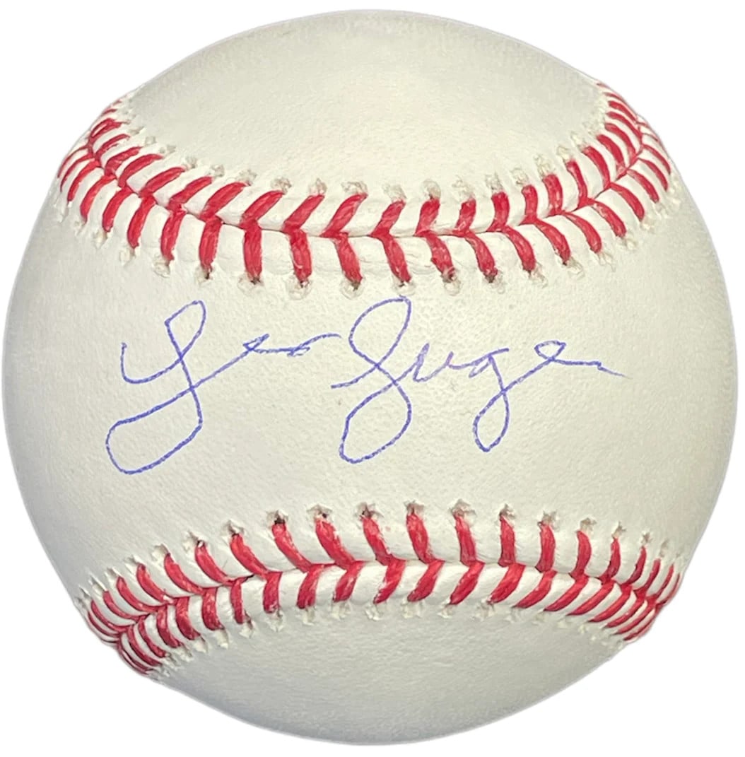 LUGER AUTOGRAPHED BASEBALL: LUGER AUTOGRAPHED BASEBALL Authentic Lex Luger Autographed Baseball. This official major league baseball has been signed in blue pen across the sweet spot by the legendary pitcher, and comes with