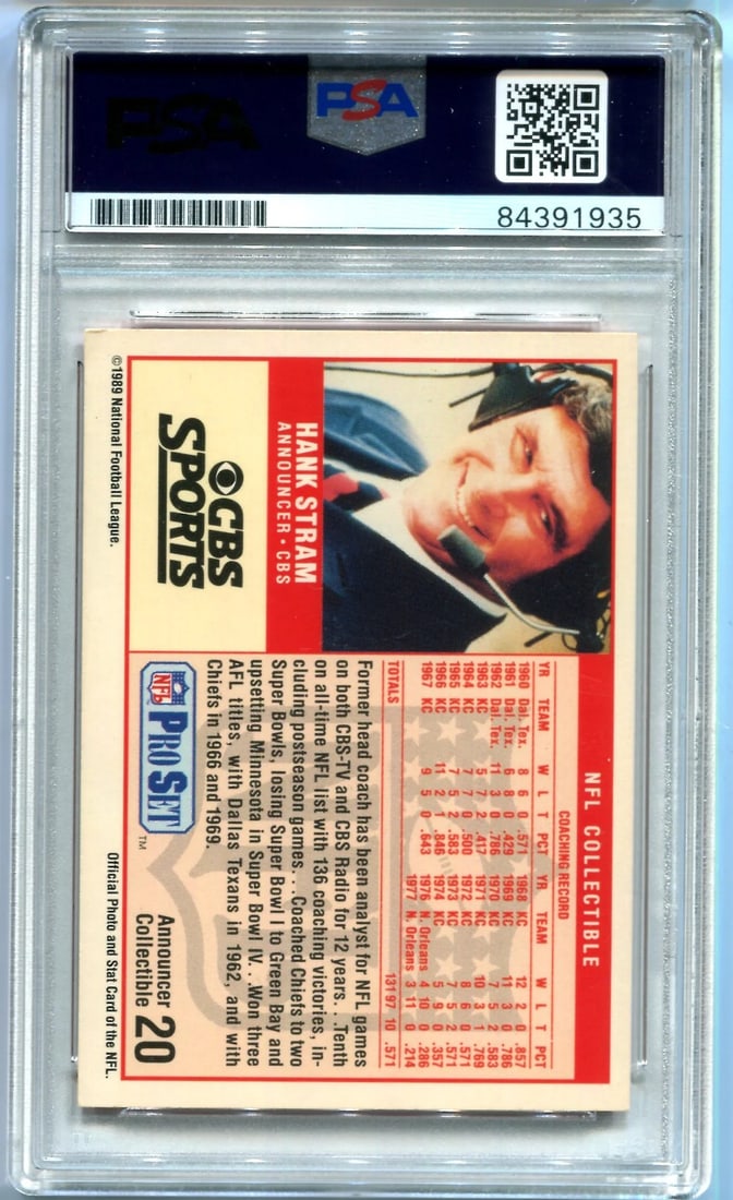 Stram Hank 1989 PSA Authentic - 2